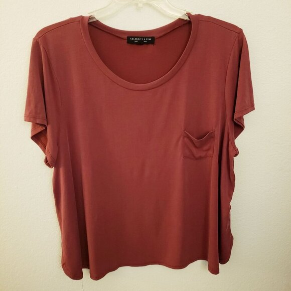 Celebrity Pink Berry Brown Pullover Modal Blend Short Sleeve Top Size 3X EUC - Picture 1 of 6